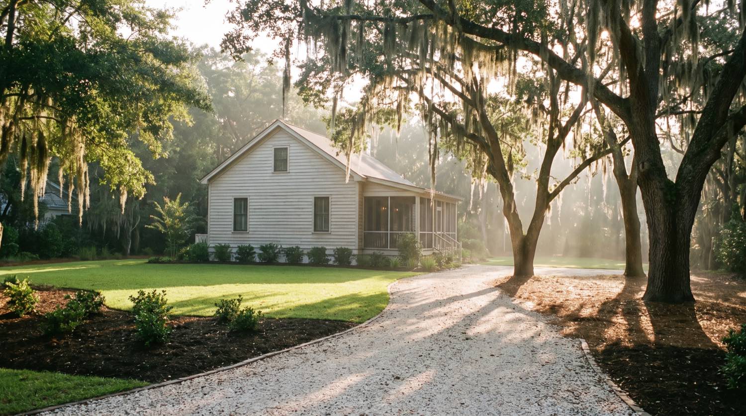 A cleared Lowcountry property under live oaks with everything hauled away